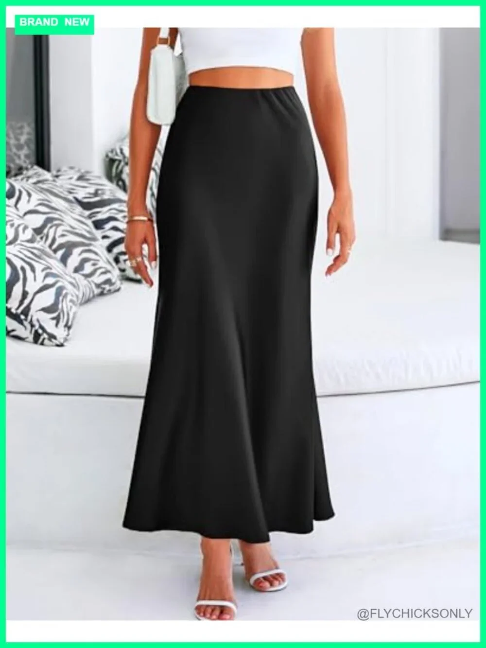 Satin Mermaid Maxi Skirt High Waist Business Casual Cocktail